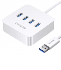 綠聯USB3.0分一拖四集線器延長線1.5米白 30221